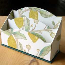 William Morris Letter Rack Ornate Desk Organiser in Lemons White, Handmade England - thumbnail 2