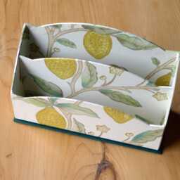 William Morris Letter Rack Ornate Desk Organiser in Lemons White, Handmade England - thumbnail 3
