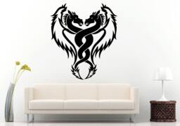 Fire Dragons Tribal Intertwine With Wings Wall Decal Vinyl Sticker Mural Room Decor L765 - thumbnail 1
