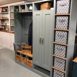 Boot Room Furniture Storage, Hall Bench Shelves Handmade Sustainable Pine Storage. Solid Wood Furniture Kent Showroom - thumbnail 2