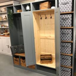 Boot Room Furniture Storage, Hall Bench Shelves Handmade Sustainable Pine Storage. Solid Wood Furniture Kent Showroom - thumbnail 3