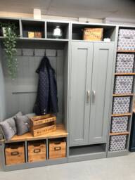 Boot Room Furniture Storage, Hall Bench Shelves Handmade Sustainable Pine Storage. Solid Wood Furniture Kent Showroom