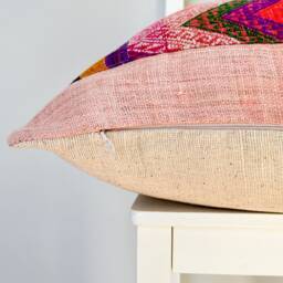 Vintage Embroidered Silk Textile Ethnic Piece Of Tradition Costume Pillow Cover - thumbnail 4