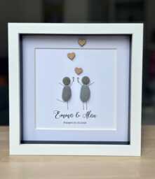 Personalised Engagement Gift, Pebble Picture, Gift For Couple, Couple Present - thumbnail 1