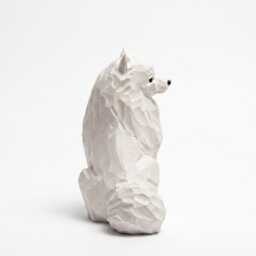 Whimsical White Samoyed Wood Carving Geometric Fluffy Dog Figurine Minimalist Pet Memorial Unique Gift For Lovers Desk Decor - thumbnail 3