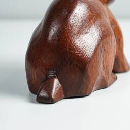 Wooden Rabbit Sculpture, Animal Statue, Wood Carving, Tabletop Decor, Handcrafted, Unique Figurine, Best Friend Gift, Memorial Gift - thumbnail 4