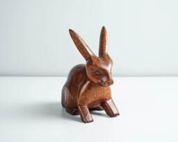 Wooden Rabbit Sculpture, Animal Statue, Wood Carving, Tabletop Decor, Handcrafted, Unique Figurine, Best Friend Gift, Memorial Gift - thumbnail 1