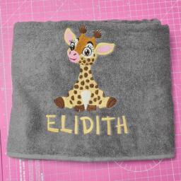 Personalised Giraffe Towel, Childrens Safari Gift, Hand Bath Towel Sheet, Time Gift New Baby - thumbnail 3
