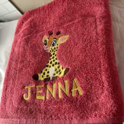 Personalised Giraffe Towel, Childrens Safari Gift, Hand Bath Towel Sheet, Time Gift New Baby - thumbnail 2