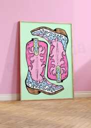 Cowboy Boots Print - Home Wall Decor Art Cowgirl Country - thumbnail 1