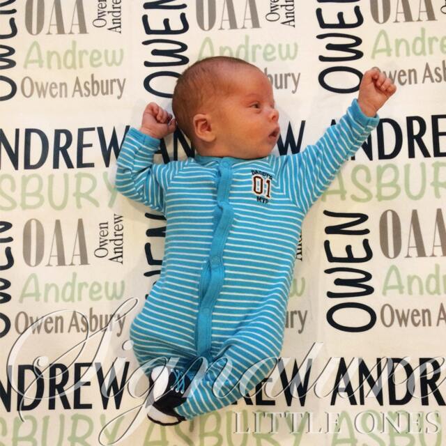 Personalized Baby Blanket, Monogrammed Name Swaddle Receiving Shower Gift, Birth Announcement Blanket - image 1