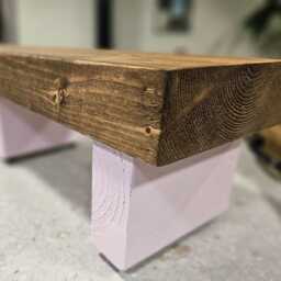 Wooden Bathroom Shelf Riser 9cm Width- Vanity Counter Organiser - Rustic Soap & Bottle Stand Small Display - thumbnail 4