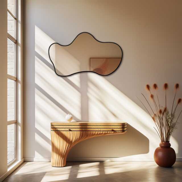 Wavy Cloud Mirror, Irregular Wall Asymmetrical Aesthetic Bathroom Home Decoration, Wedding Gift - image 1