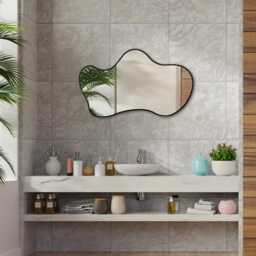 Wavy Cloud Mirror, Irregular Wall Asymmetrical Aesthetic Bathroom Home Decoration, Wedding Gift - thumbnail 2
