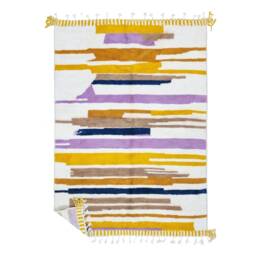 Amazing Beniourain Rug, Handmade Rug 6x9, Moroccan , Yellow & Purple Rug, Striped Handwoven Area Berber Carpet , Wool Rug - thumbnail 4