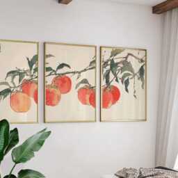 Persimmon Posters Set Of 3, Japanese Botanical Art Prints Wall Decor - thumbnail 2