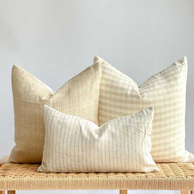 Neutral Boho Pillow Cover Set Linen Textured Decorative Pillows - image 1