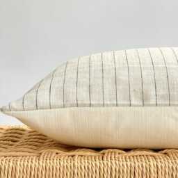 Neutral Boho Pillow Cover Set Linen Textured Decorative Pillows - thumbnail 4