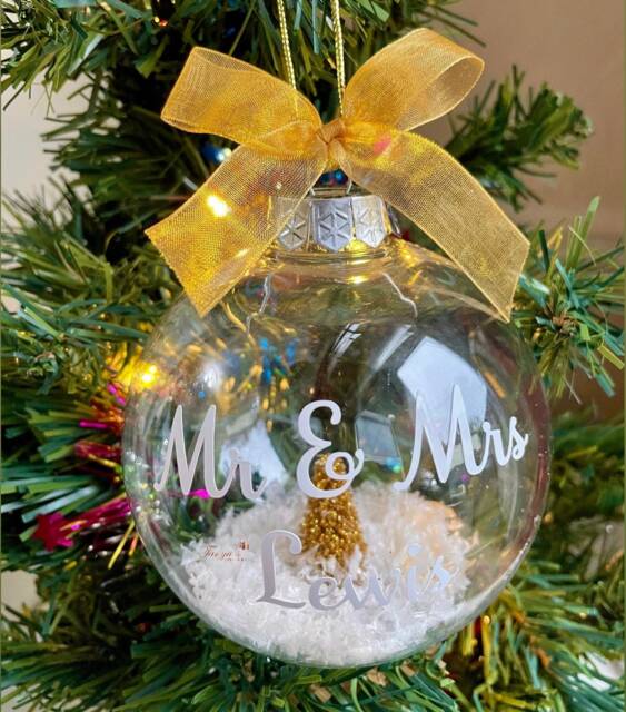 Personalized Mr & Mrs First Christmas Bauble, Wedding Ornament - image 1