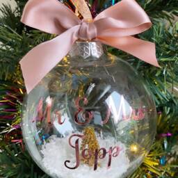 Personalized Mr & Mrs First Christmas Bauble, Wedding Ornament - thumbnail 3