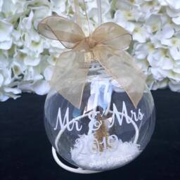 Personalized Mr & Mrs First Christmas Bauble, Wedding Ornament - thumbnail 4