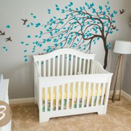 White Tree Wall Decal Nursery Tree Mural Sticker & Birds Wall Art Tattoo Am010 - thumbnail 3
