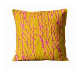Harlequin Fabrics Grasses, Yellow Turmeric & Magenta Pink Silk Dupion Cushion Cover, Throw Pillow Cover