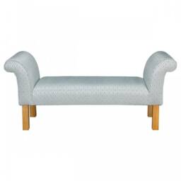 Blue Trellis Medium Window Seat - Traditional Chenille Bed End Bench Handmade in Britain - thumbnail 2