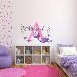 Personalized Mermaid Wall Decal Nursery Decor With Name & Starfish P192 - thumbnail 2