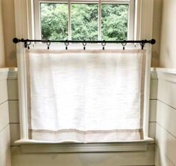Solid Cotton Linen - Look Texture Cafe Curtains , Tier Curtains, Kitchen Bathroom Window Treatments, Farmhouse Style - thumbnail 1