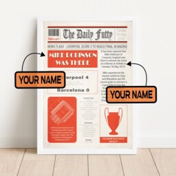 Liverpool 4-0 Barcelona Newspaper Print Personalized Football Gift - thumbnail 3