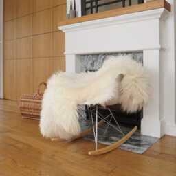 "xxl Sheepskin Rug, White Cream Genuine Leather, Comfy Cozy Throw - 48""x 28" - thumbnail 3