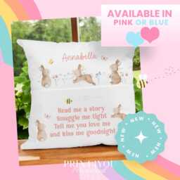 Children's Personalised Book Cushion, Personalisedgift For Children, Easter Gift Ideas, Bunny Rabbit - thumbnail 3
