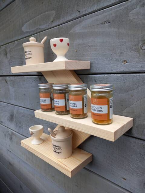 Handmade Tulip Wood Tier Shelf Kitchen Spice Rack Or Nursery