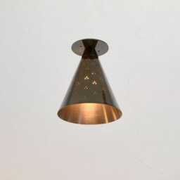 Mid Century Brass Elegant Flush Mount-Modern Patina Chandelier-Italian Mount Ceiling Fixture - thumbnail 3