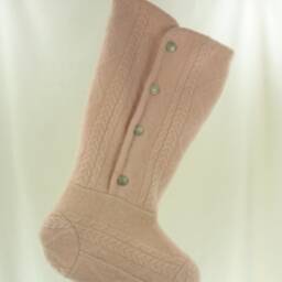 Christmas Stocking Boiled Wool Felt Cable Knit Pastel Pink Studio Vest Ooak Faux Silver Buttons Recycled Repurposed Jacket Upcycled 929 - thumbnail 2