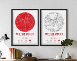 Rotherham United New York Stadium Minimalist Map Prints & Frames - The Millers Gift Decor Dad Memorabilia Granddad Uncle Brother Football - thumbnail 1