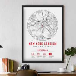 Rotherham United New York Stadium Minimalist Map Prints & Frames - The Millers Gift Decor Dad Memorabilia Granddad Uncle Brother Football - thumbnail 2