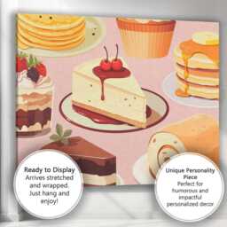 Assorted Cakes Cheesecake Pancakes Dessert Pattern Canvas Wall Art Print Decor Picture Ready To Hang - thumbnail 3