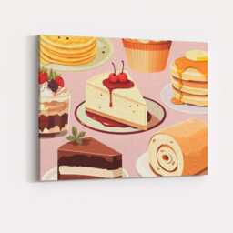 Assorted Cakes Cheesecake Pancakes Dessert Pattern Canvas Wall Art Print Decor Picture Ready To Hang - thumbnail 4