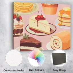 Assorted Cakes Cheesecake Pancakes Dessert Pattern Canvas Wall Art Print Decor Picture Ready To Hang - thumbnail 2