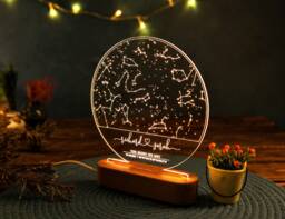 Personalized Constellation Chart Lamp - Gift Star Map On Night Light For Boyfriend/Girlfriend Stars Couples