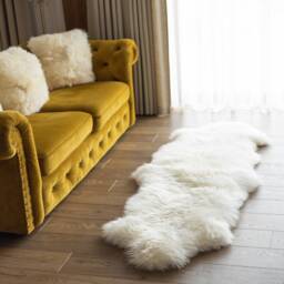 Real Sheepskin Rug Creamy White Huge Sheep Skin Throw Blanket - thumbnail 3