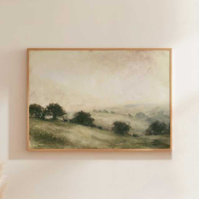 Sage Valley Poster, Lake Landscape Wall Art, Neutral Hills Print - image 1