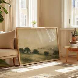 Sage Valley Poster, Lake Landscape Wall Art, Neutral Hills Print - thumbnail 4