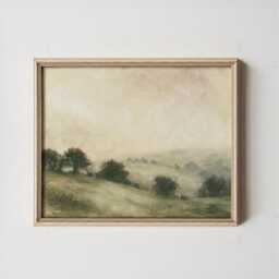 Sage Valley Poster, Lake Landscape Wall Art, Neutral Hills Print - thumbnail 3