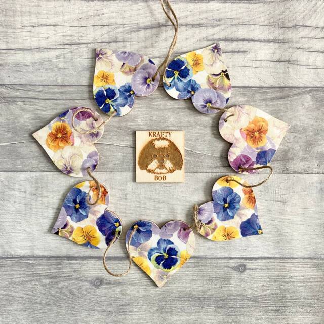 Pansy Bunting, Wooden Spring Floral Garland, Botanical Wall Decor, Gifts For Friend - image 1