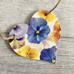 Pansy Bunting, Wooden Spring Floral Garland, Botanical Wall Decor, Gifts For Friend - thumbnail 2
