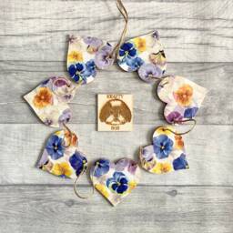 Pansy Bunting, Wooden Spring Floral Garland, Botanical Wall Decor, Gifts For Friend