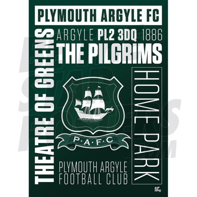 Plymouth Argyle Fc Word Poster - Officially Licensed Product Sizes A4/A3 A2 - image 1